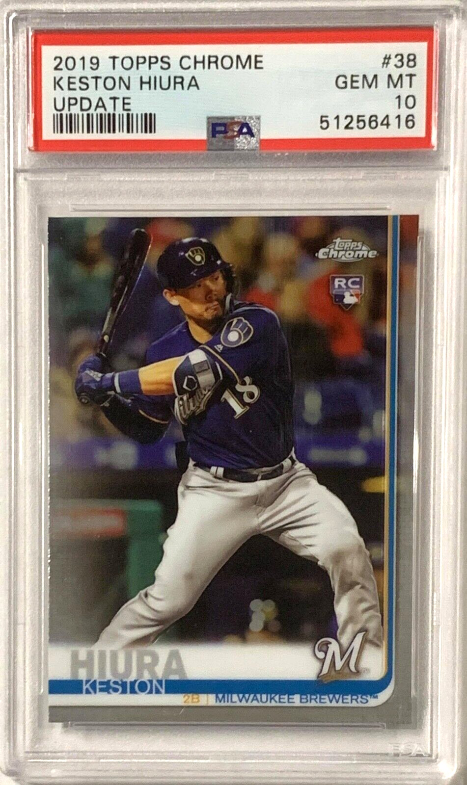 KESTON HIURA ROOKIE 2019 TOPPS CHROME GRADED PSA 10 CARD MILWAUKEE BREWERS RC
