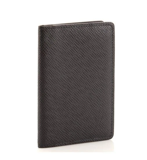 Black Leather Pocket Organizer Bifold Wallet