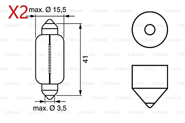 BOSCH 2pcs Bulb 12V 21W C21W PURE LIGHT 1987302230 | eBay 