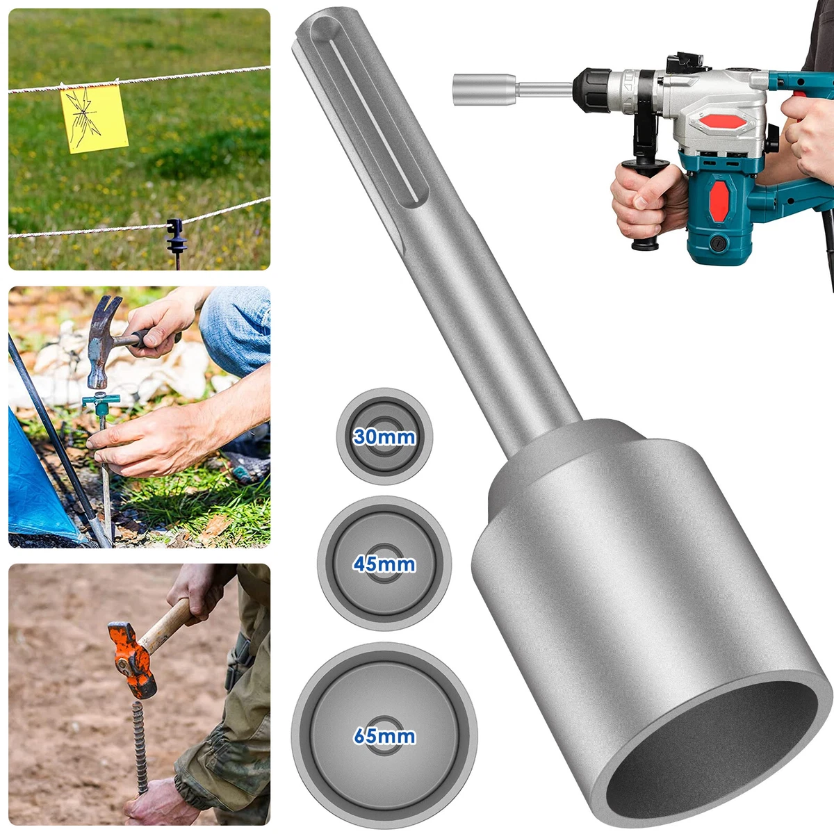 Ground Rod Driver 30 45 65mm SDS Earth Stake Hammer Drill Rod
