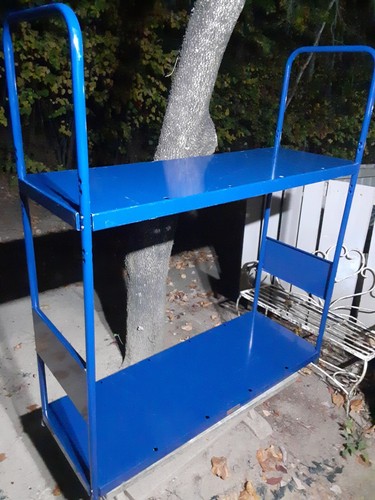 2 INDUSTRIAL NAPA BLUE POWER COATED ENAMEL INDUSTRIAL SHELVING UNIT TUBE STEEL  