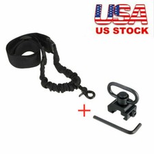 One Single Point Rifle Sling Gun Sling Strap with Length Adjustable QD Swivels