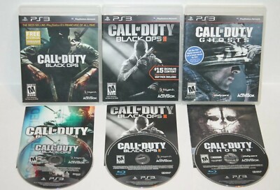 Call of Duty Games Bundle Black Ops 1 & 2 and COD Ghosts PS3 All Complete Tested