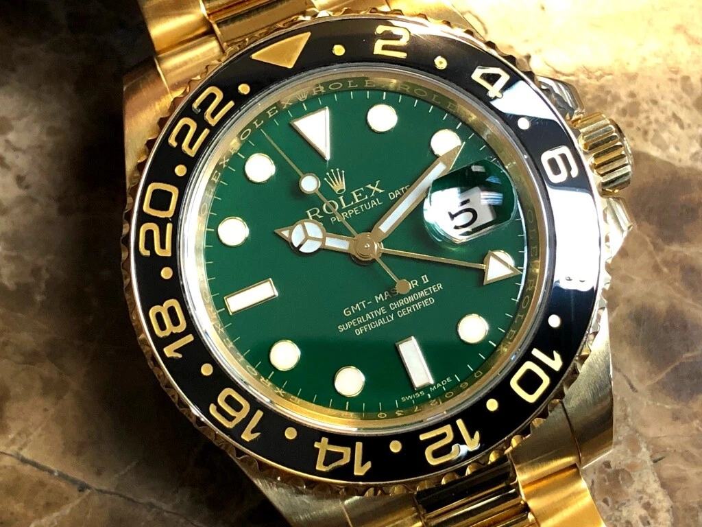 Rolex GMT Master II Yellow Gold 116718 Green 50th Box Paper |