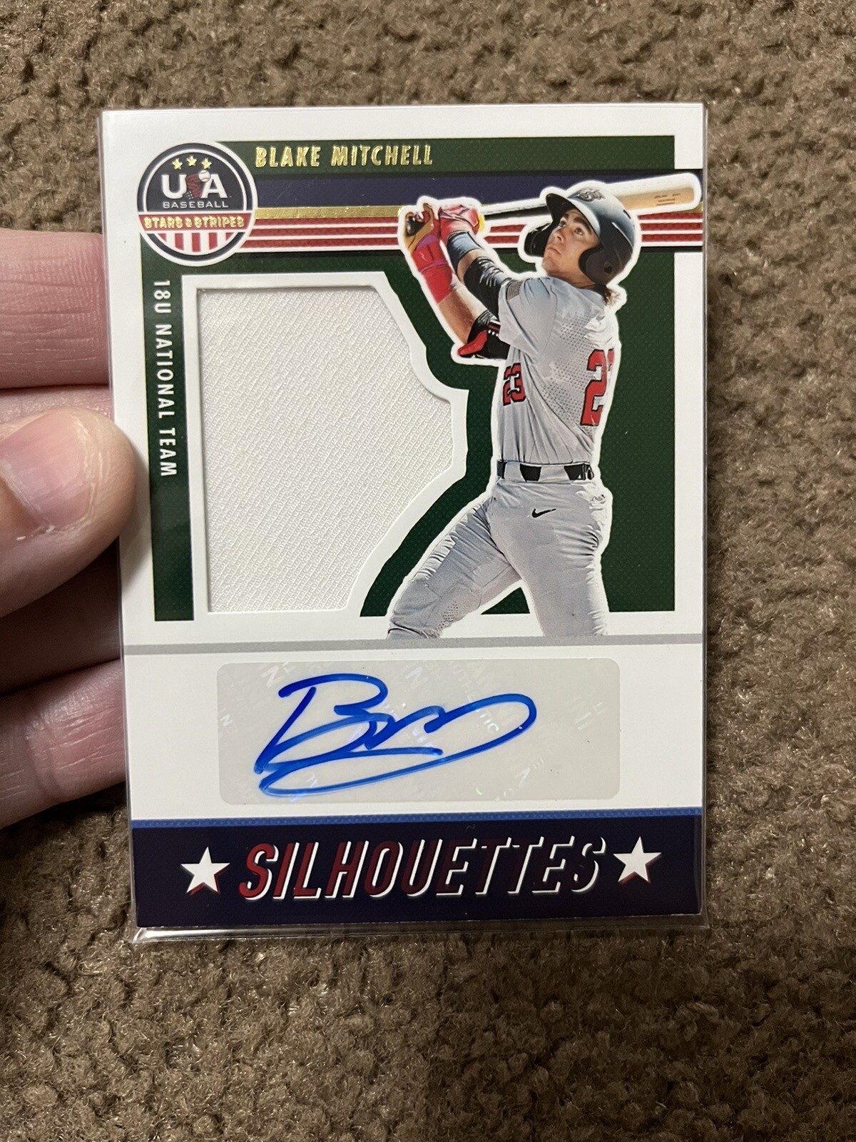 2023 Panini Stars & Stripes - Blake Mitchell - Silhouettes Relic Auto #d /200