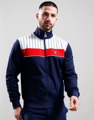 Fila Mens New Zip Up Stripe Gym Eccellente Vintage Track Top