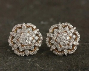 2Ct Round Cut Lab Created Diamond Women's Stud Earrings 14K Yellow Gold Plated