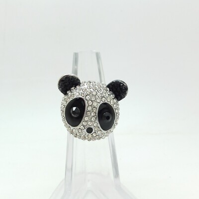 Luxuriöser Panda Damen Cocktail Ring Strass Kristall Größe verstellbare 800067