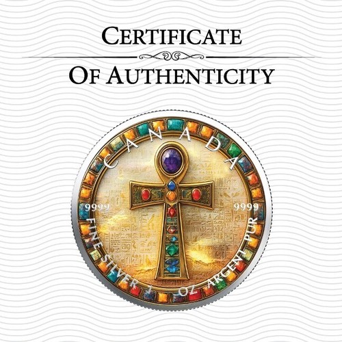 2025 Canada Farbmünze Ancient Egypt Ankh (3.) 1 OZ SILBER - COLOR EDITION - Afbeelding 2 van 13