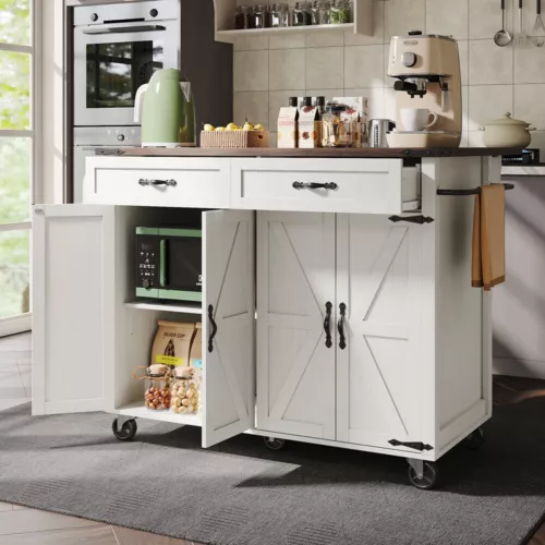 Rolling Kitchen Island Storage Trolley Organiser Sideboard Cupboard Cabinet Cart - Picture 2 of 15