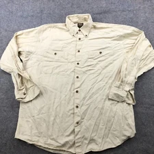 Scott Barber Shirt Mens Large Beige Solid Pockets Button Up Pockets *
