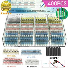 400PCS Self-Solder Seal Wire Heat Shrink Butt Splice Connector Terminals w/Case