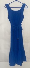 Michael Kors  Women Royal Blue Dress Ruffle Neck Boat Line Knee Sleeveless Small