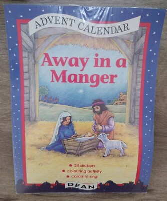 Vintage Away in a Manger Advent Calendar Stickers Colouring Activity Carol Italy