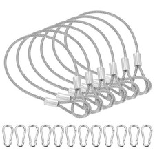 8 Inch Safety Cable Lock, 6 Pcs 304 Stainless Steel Security Wire Rope Clear