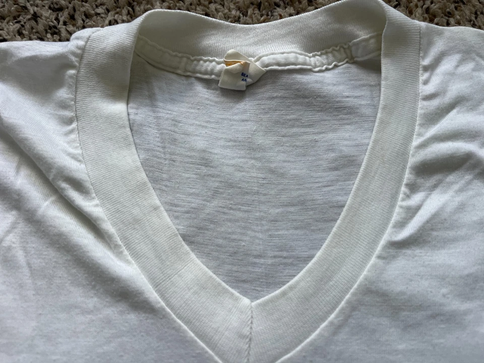 Camisa Sears Para Hombres Grande Blanca Sin Mangas Sanfor Tejido Bodywear Cuello en V Verdadera De Colección Foto 4 de 4