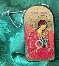 Archangel Michael Orthodox Icon Wooden Gold Foil Hanging Ornament 3" x 2