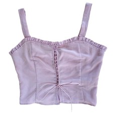NEW Forever 21 Corset Top Lace-Up Sweetheart Neck Wide Strap Ruffle Lilac Sz M