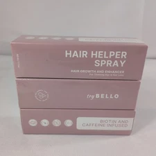 TryBello 3 Lot Hair Helper Spray Growth Try Bello Biotin Caffeine 50ml 1.7oz