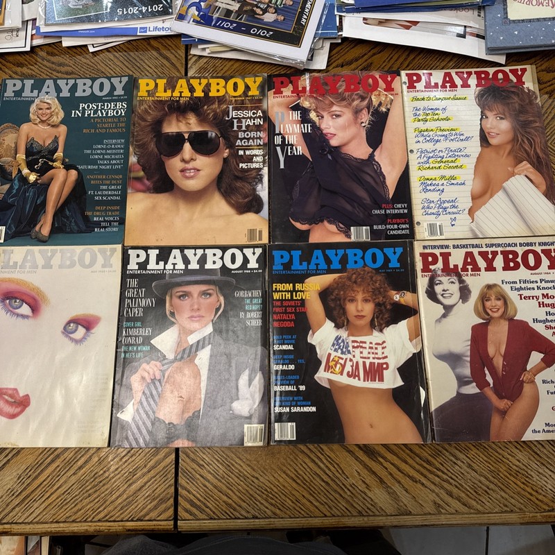 Lot of 8 Playboy Magazine Lot , With Centerfolds RARE Issues 1980s/1990, USA E