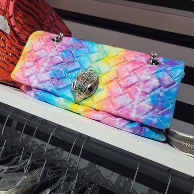 Kurt Geiger XXL Leather Kensington Rainbow Tie Dye Shoulder Bag NWT Chain Eagle