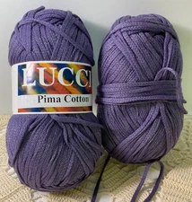 Lucci Yarns Pima Cotton  Lot of 2 Purple New Bulky Tape Ribbon