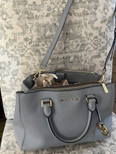 Michael Kors Light Blue Satchel w/ Logo Charm, Gold Hardware, Zip Closure