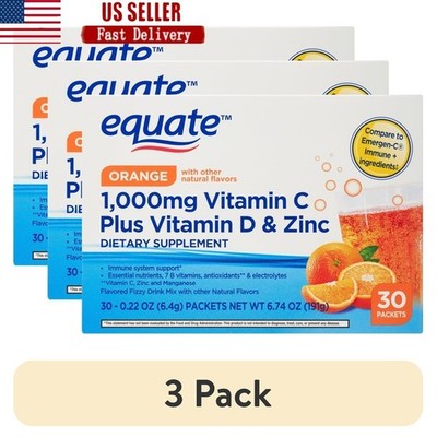 1000mg Vitamin C Plus Vitamin D Zinc Immune Support Powder Packets 30 Count New