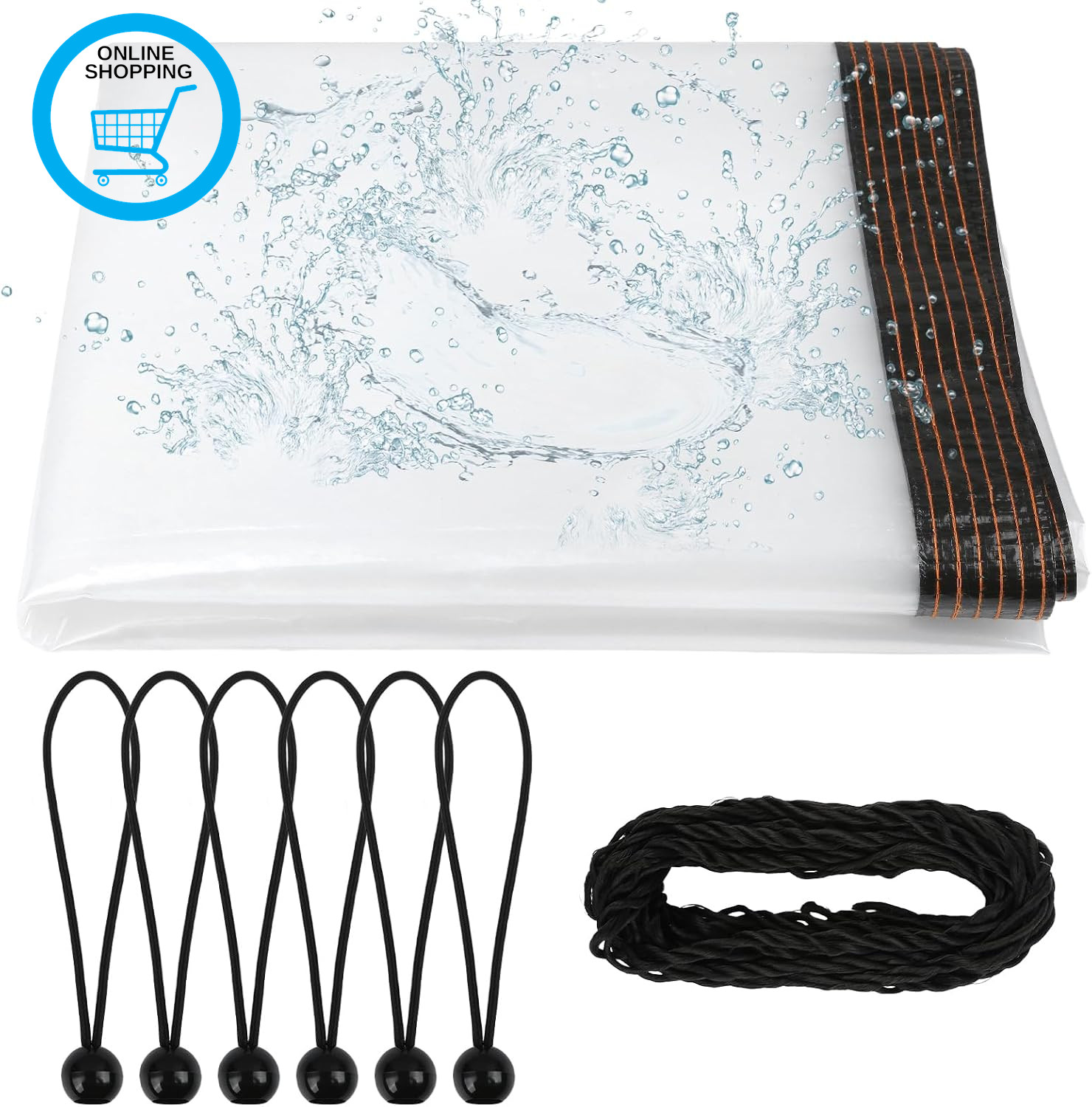 Transparent Tarpaulin 2X2M, PE Clear Tarp with Eyelets Waterproof Heavy Duty Win