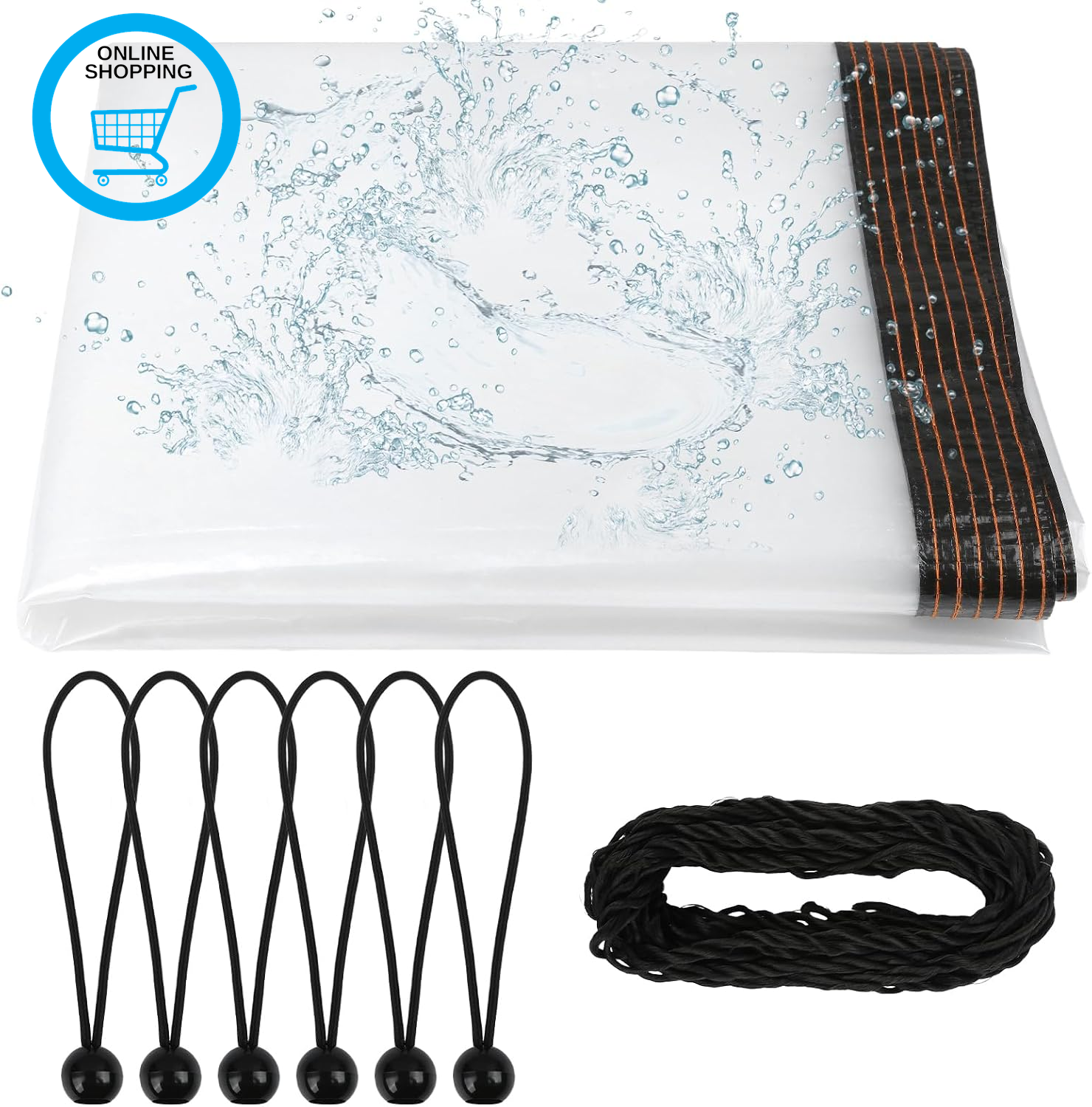 Transparent Tarpaulin 2X2M, PE Clear Tarp with Eyelets Waterproof Heavy Duty Win