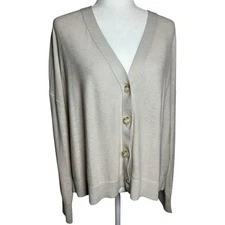 LOFT Women’s Lightweight V Neck Ramie Rayon Cardigan Button Sweater XXL NWT