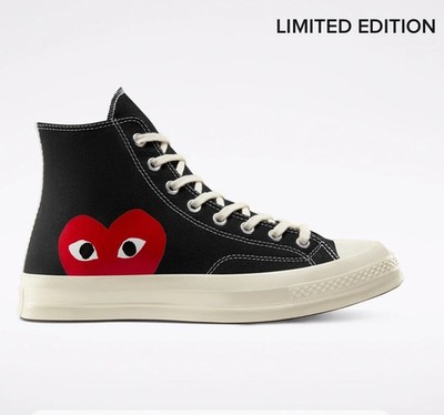 Converse x CDG Comme Des Garçons PLAY Chuck 70 High Top Black Red Heart Men 12