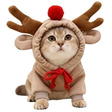 Dog Deer Costume Adorable Festive 3D Reindeer Ears Clothes Winter Pet Hoodies