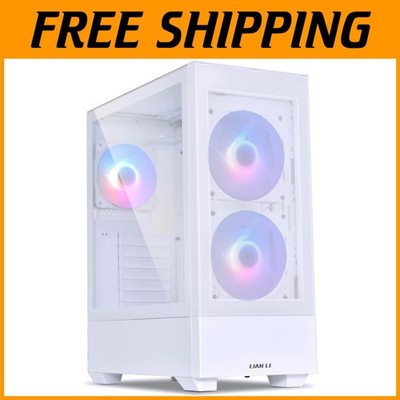 White ATX PC Case with RGB Fans & Tempered Glass Free USA Shipping