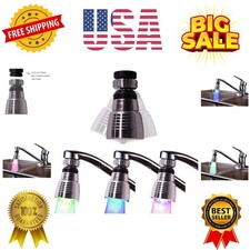 Swivel 3-Color Temperature Sensitive Gradient LED Water Faucet Light - Color ...