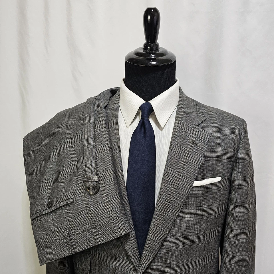 Terno Carrol & Co Chester Barrie Prince of Wales xadrez feito à mão 43S 36x28 Inglaterra - Imagem 2 de 4