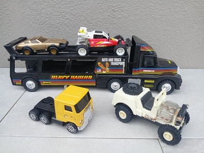 1980s Remco/Buddy L Vehicle Lot Semi Car Hauler, Buggy, Datsun 280ZX