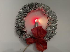 Vintage Silver Foil Wreath With Light