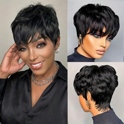 Evasens Pixie Cut Wig Human Hair Pixie Wigs for Black Women Short Pixie Cut W...