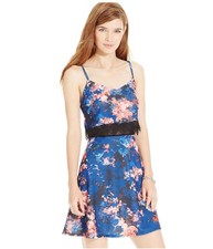 Material Girl Womens Mesh-Waist Floral Sundress