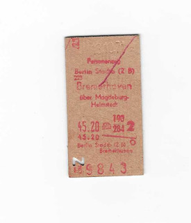 Edmondsonsche Fahrkarte Berlin Stadtbahn Bremerhaven 1971