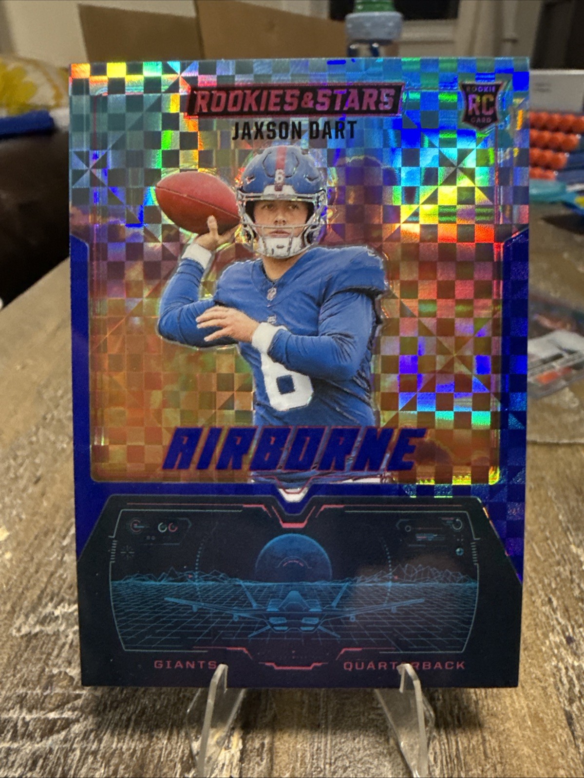 Jaxson Dart Rookies And Stars Color Match Blue Plaid Prizm 2025 Rookie Airborne