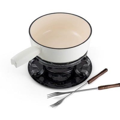 Swissmar Lugano Cast Iron Cheese Fondue Set, 9-Piece, 2 QT / 2 L - Ideal for ...
