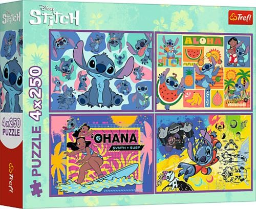 Trefl - Puzzle 4x250 Teile, Der außergewöhnliche Stitch, Set mit 4 Puzzles | Für Kinder und Erwachsene ab 10 Jahren, hohe Qualität, kreative Unterhaltung, passgenau, Entspannung - Bild 2