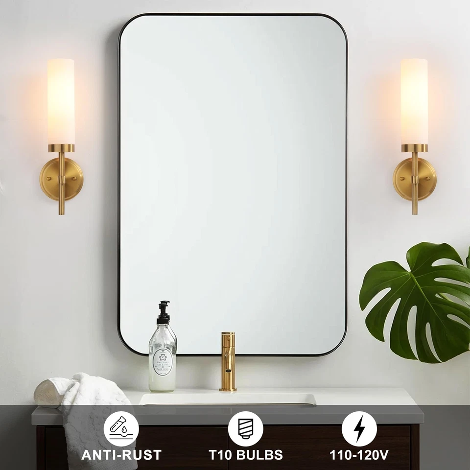 Wall Sconces Set of ,Brass Gold Bathroom Sconces Wall Lighting with White Gla... - Image 4 of 4