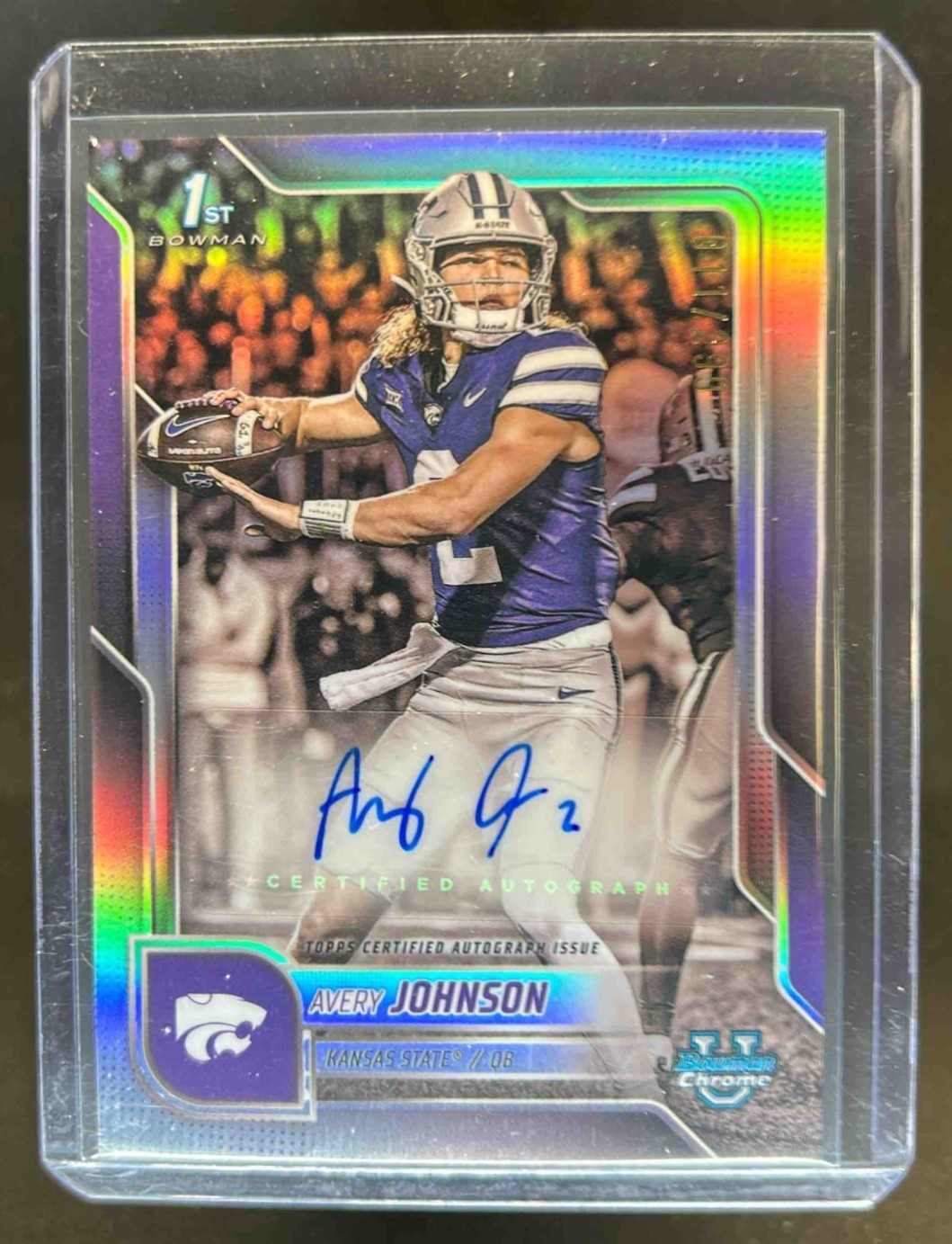 2025 Bowman Chrome U Avery Johnson Auto 1st Prospect Refractor #11/299