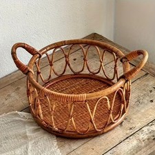 Newborn PhotoProp Handwoven Rattan Basket Studio Family Photography Decor Basket