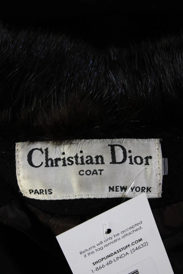 Abrigo Christian Dior Mujer Gamuza Negro Cuello Botón Talla 12 Foto 4 de 4