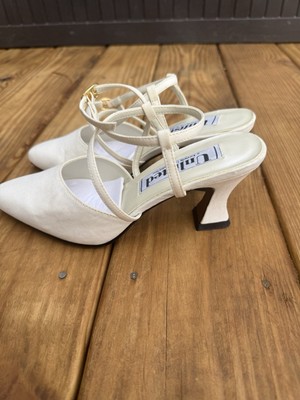 Vintage 90s Y2K Unlisted Kenneth Cole Ivory Sculpture High Heels Pumps Straps 7
