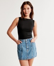 Abercrombie Fitch High Rise Denim Mini Skirt Blue Jean Women s Size 28 / 6 NWT